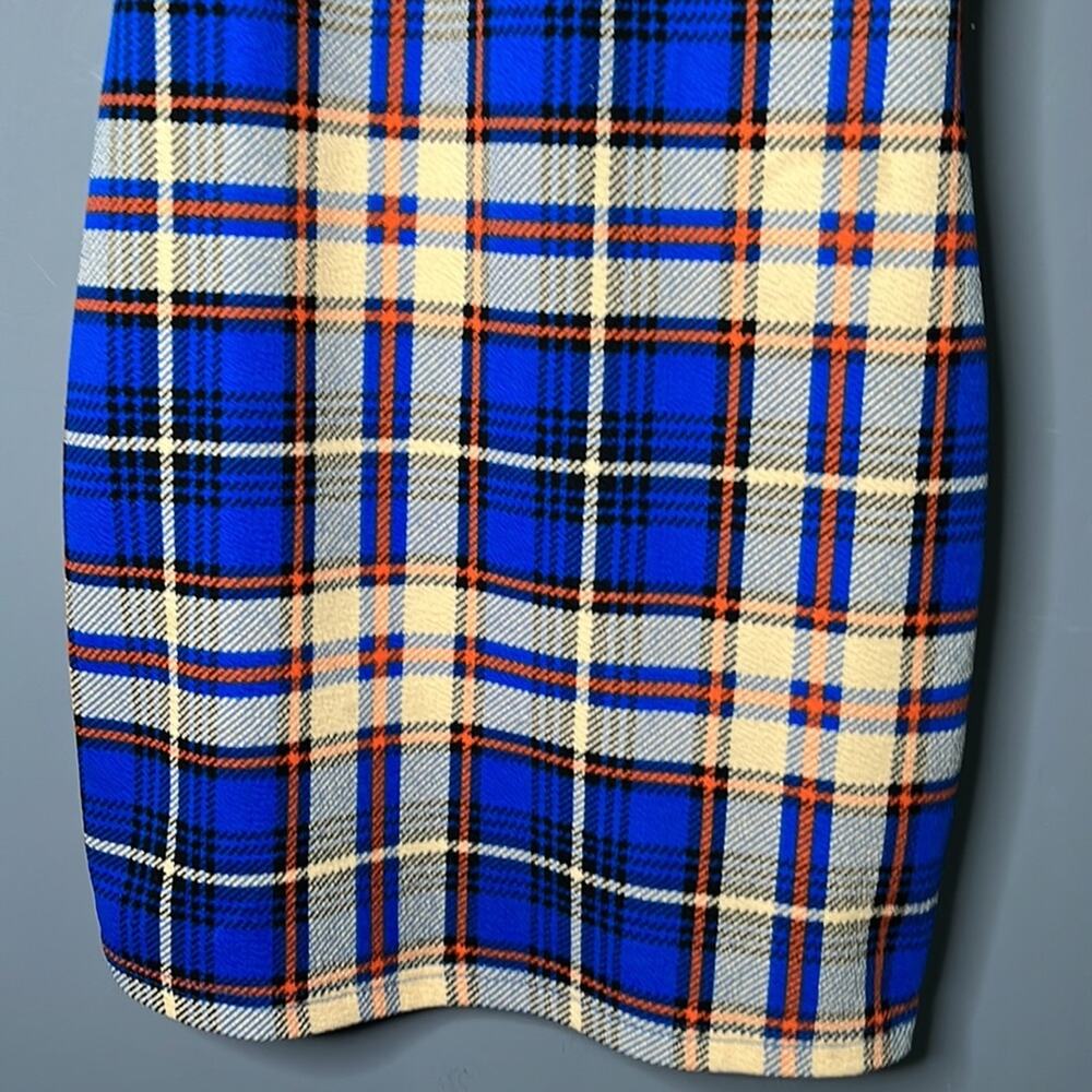 SHEIN Blue Orange Plaid Spaghetti Strap Mini Dress Small - Picture 3 of 8